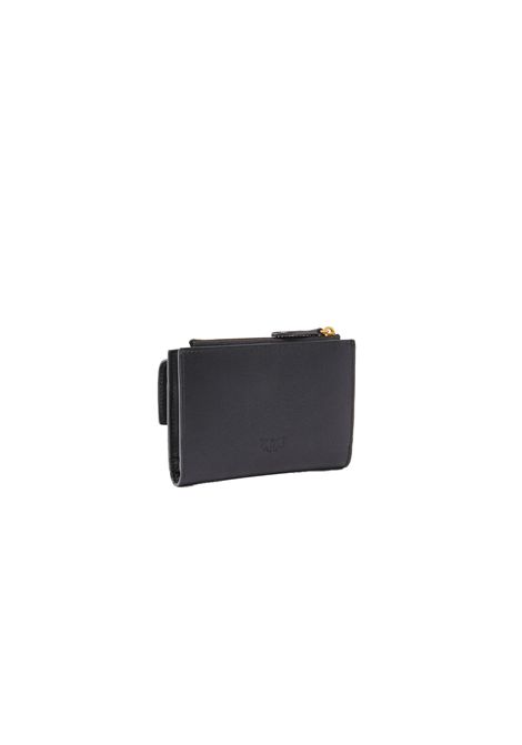 Portafoglio Pinko donna Compact Wallet 103612 A0F1 Nero pelle rettangolare texture portamonete bottone PINKO | Portafogli | 103612 A0F1Z99Q